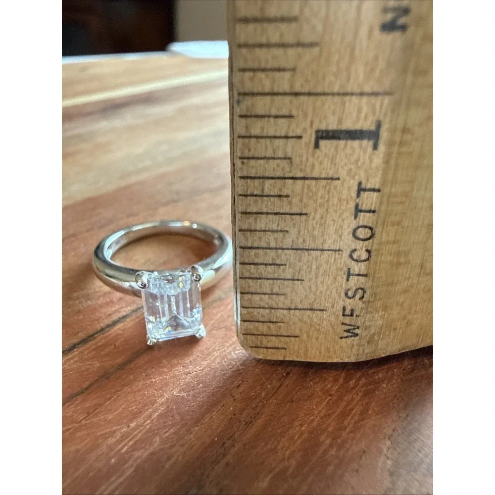 QVC Diamonique CZ Sterling Silver Rhodium Plated 1 Carat Solitaire Ring Size 4